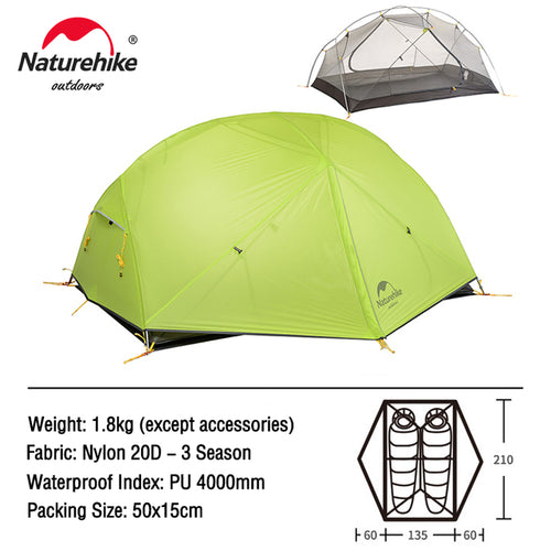 Naturehike Mongar Tent 2 Person Ultralight Travel Tent Double Layer