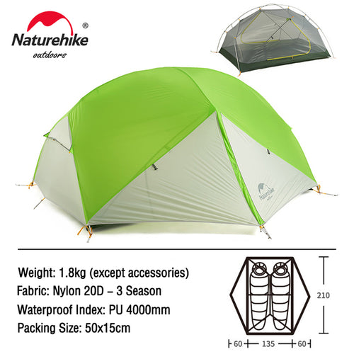 Naturehike Mongar Tent 2 Person Ultralight Travel Tent Double Layer