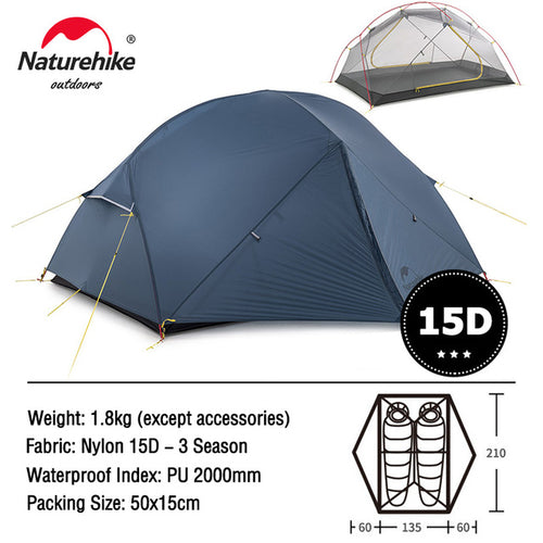 Naturehike Mongar Tent 2 Person Ultralight Travel Tent Double Layer