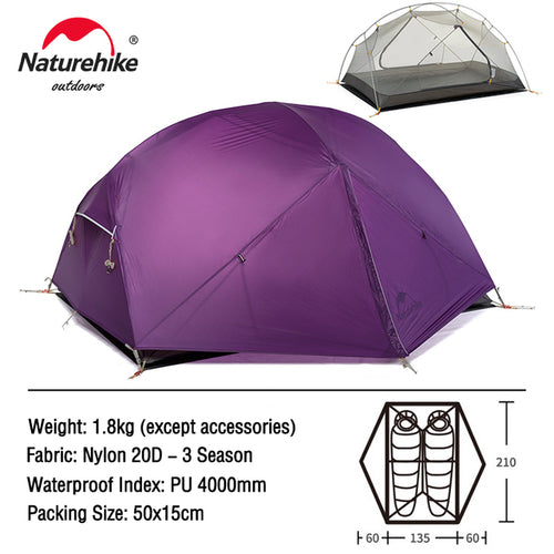 Naturehike Mongar Tent 2 Person Ultralight Travel Tent Double Layer