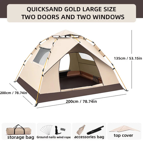 3-4 Person Outdoor Folding Tent Quick Automati Opening Self-driving