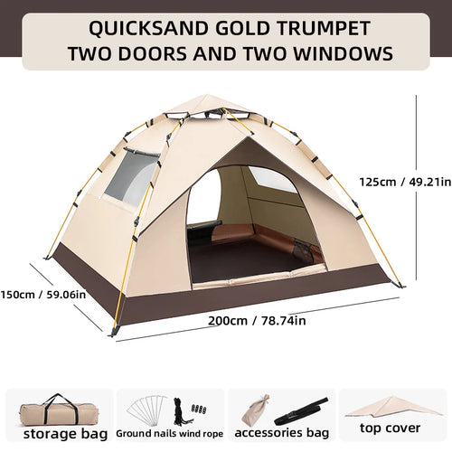 3-4 Person Outdoor Folding Tent Quick Automati Opening Self-driving